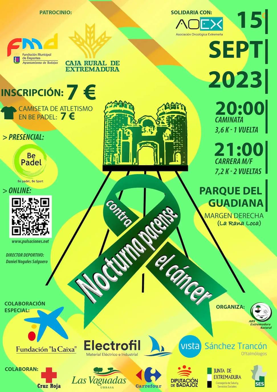 Una carrera nocturna en Badajoz recaudará fondos contra el cáncer el próximo 15 de septiembre