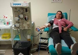 Donante de sangre en Valverde de Leganés.