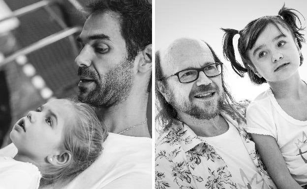 El jugador de la NBA José Manuel Calderón y el actor Santiago Segura posan junto a los pequeños para el calendario 2018.