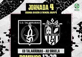 El CD Talarrubias recibe al AD Siruela para la cuarta jornada de Segunda División Extremeña