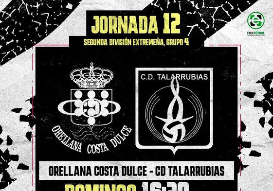 El CD Talarrubias se enfrenta al Orellana Costa Dulce en la jornada 12