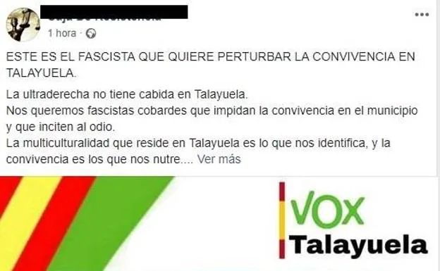 El Coordinador de Vox Talayuela denuncia ataques a través de redes sociales