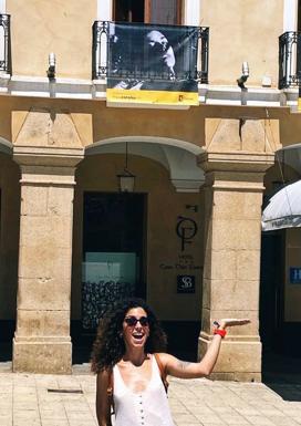 Su obra en la Plaza Mayor de Cáceres