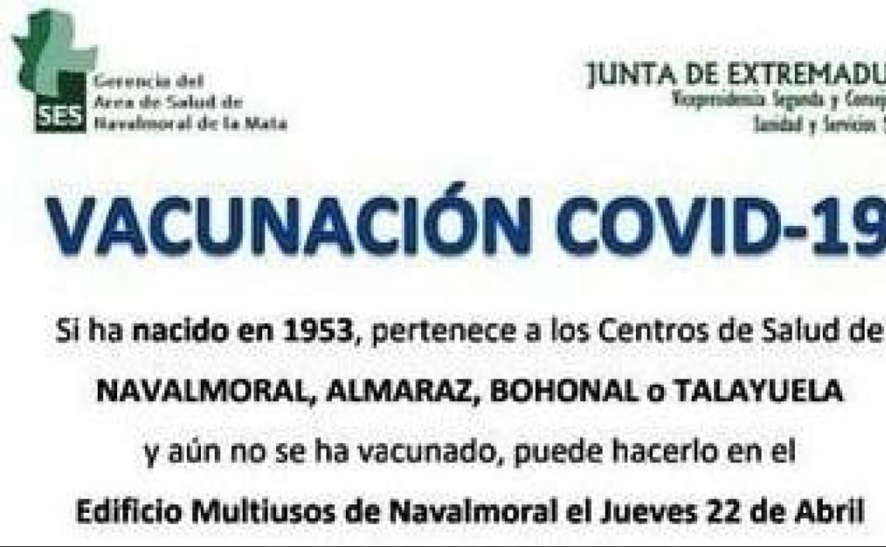 El Área de Salud convoca a los vecinos nacidos en 1953 para vacunarse este jueves