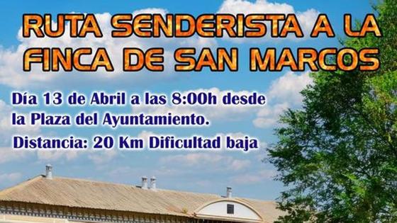 El sábado 13, ruta senderista a la finca de San Marcos