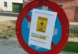 Señalización instalada con informacióin sobre los trabajos a realizar