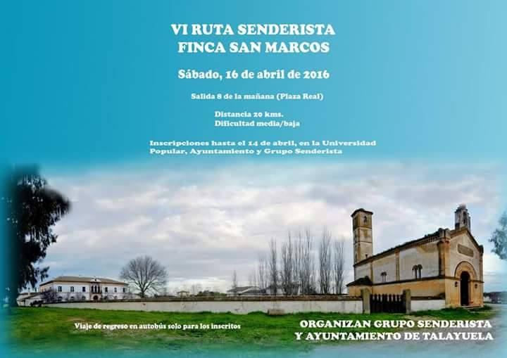 Abierto el plazo para apuntarse a la VI Ruta Senderista "Finca de San Marcos"