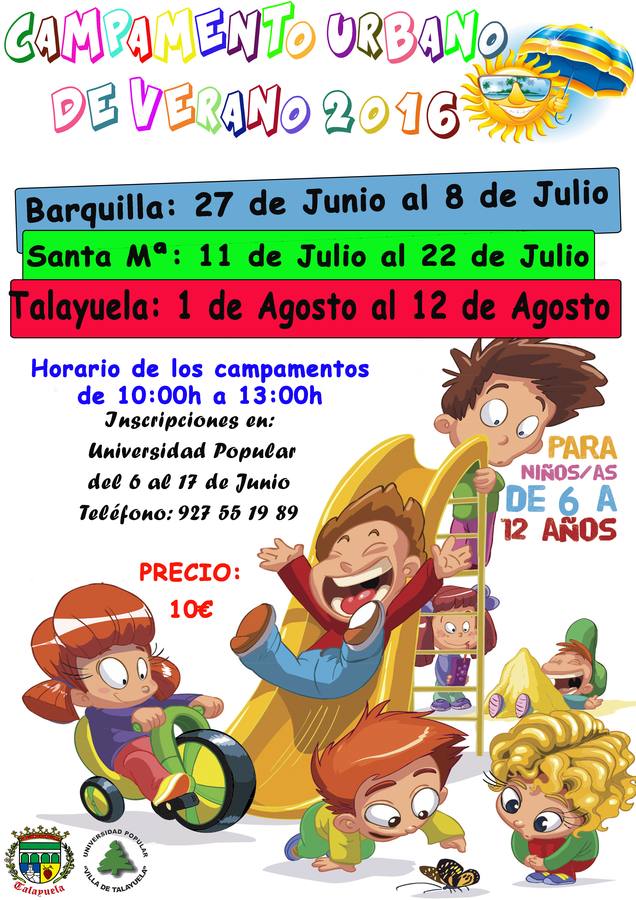 Abierto el plazo de inscripción para los campamentos urbanos de verano en Talayuela, Barquilla y Santa María