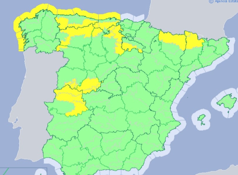 La Aemet amplía los avisos por fuertes lluvias este domingo en la provincia de Cáceres
