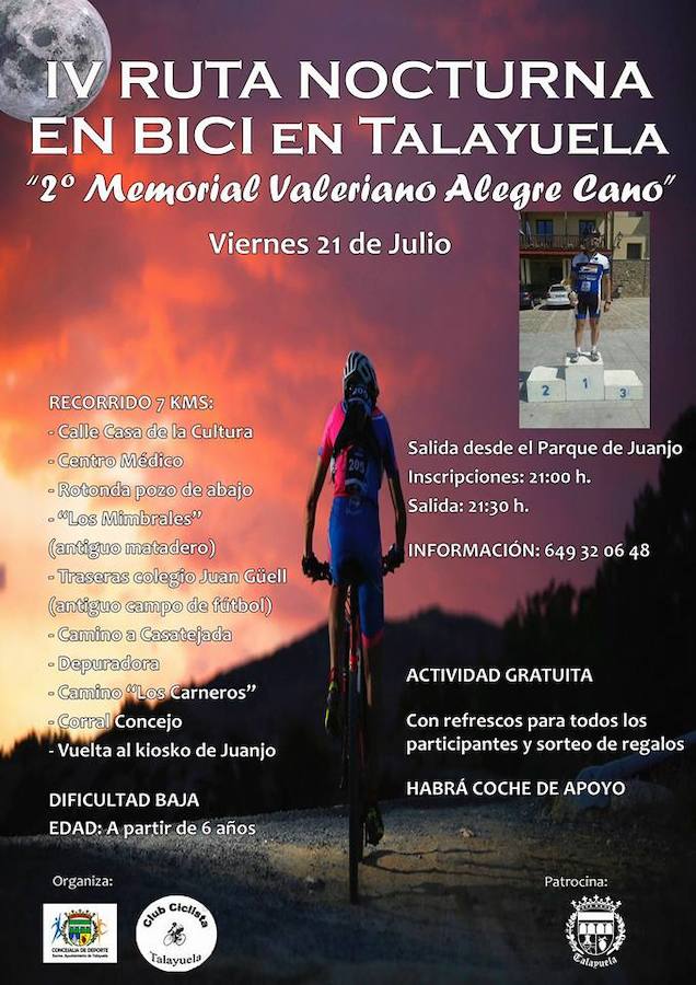 El Club Ciclista organiza la IV Ruta Nocturna "2º Memorial Valeriano Alegre Cano"