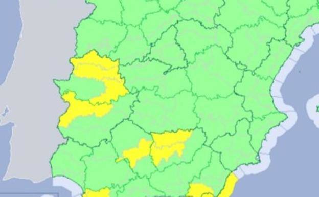 Mapa de avisos de la Aemet para hoy domingo 
