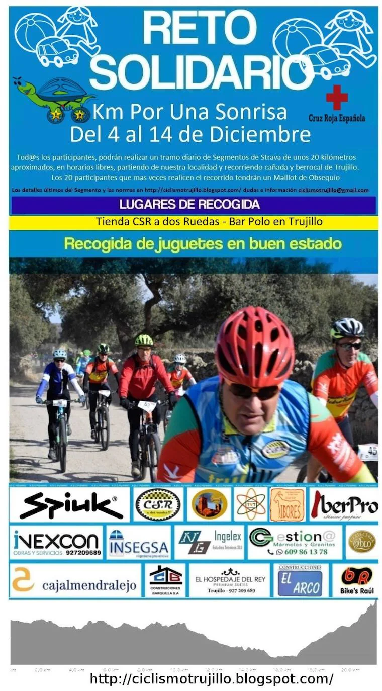 El reto solidario en bicicleta 'Km por una sonrisa' pretende aportar juguetes a Cruz Roja