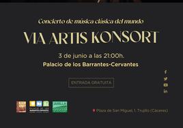 Concierto de música clásica este sábado en el Barrantes Cervantes