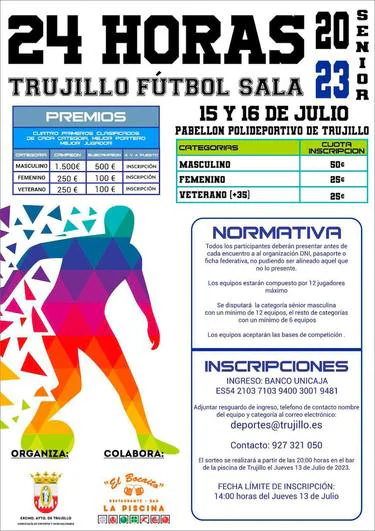 'Las 24 horas de fútbol sala' repartirá casi 3.000 euros en premios