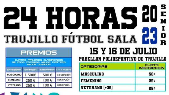 'Las 24 horas de fútbol sala' repartirá casi 3.000 euros en premios