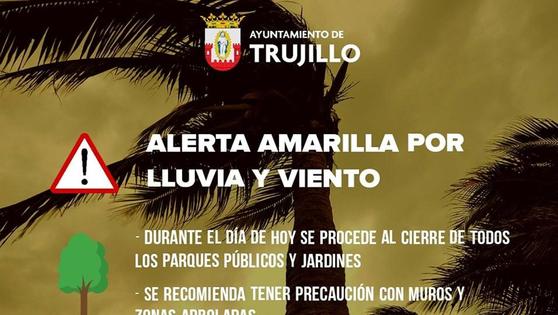 Cierre este jueves de parques y de jardines por la alerta amarilla por lluvias y viento