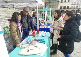 La responsabe de Grandes Amigos en Trujillo, con las representante del centro trujillano de Aspace Cácerres y de Feafes Extremadura