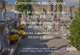 Los cementerios amplian sus horarios, con la llegada de Los Santos