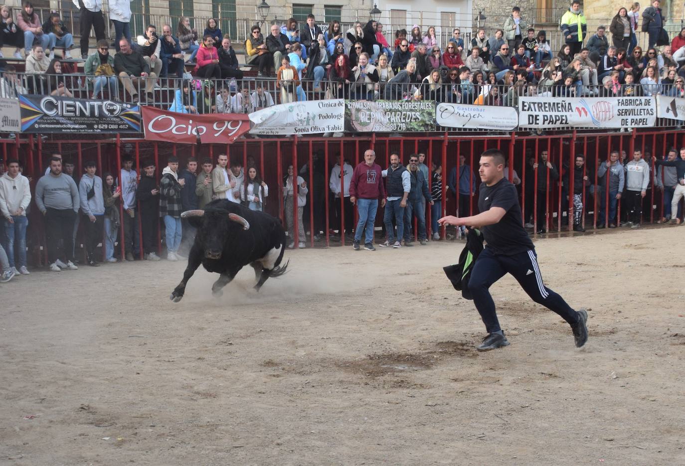 Imagen principal - El público acompaña al último festejo taurino del carnaval