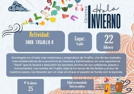 'Hola invierno' llegará a la ciudad el 22 de febrero con la actividad 'Dark Trujillo II'