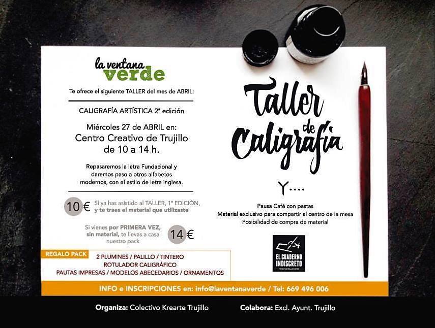 El Centro Creativo acogerá un nuevo taller de caligrafía artística el 27 de abril
