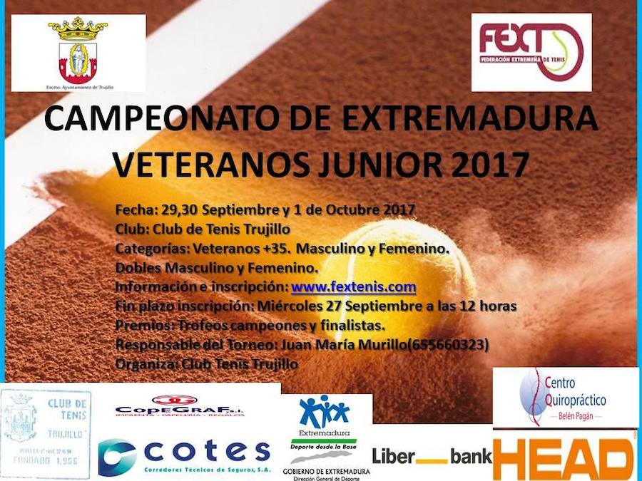 La ciudad acogerá dos campeonatos de Extremadura de tenis de veteranos