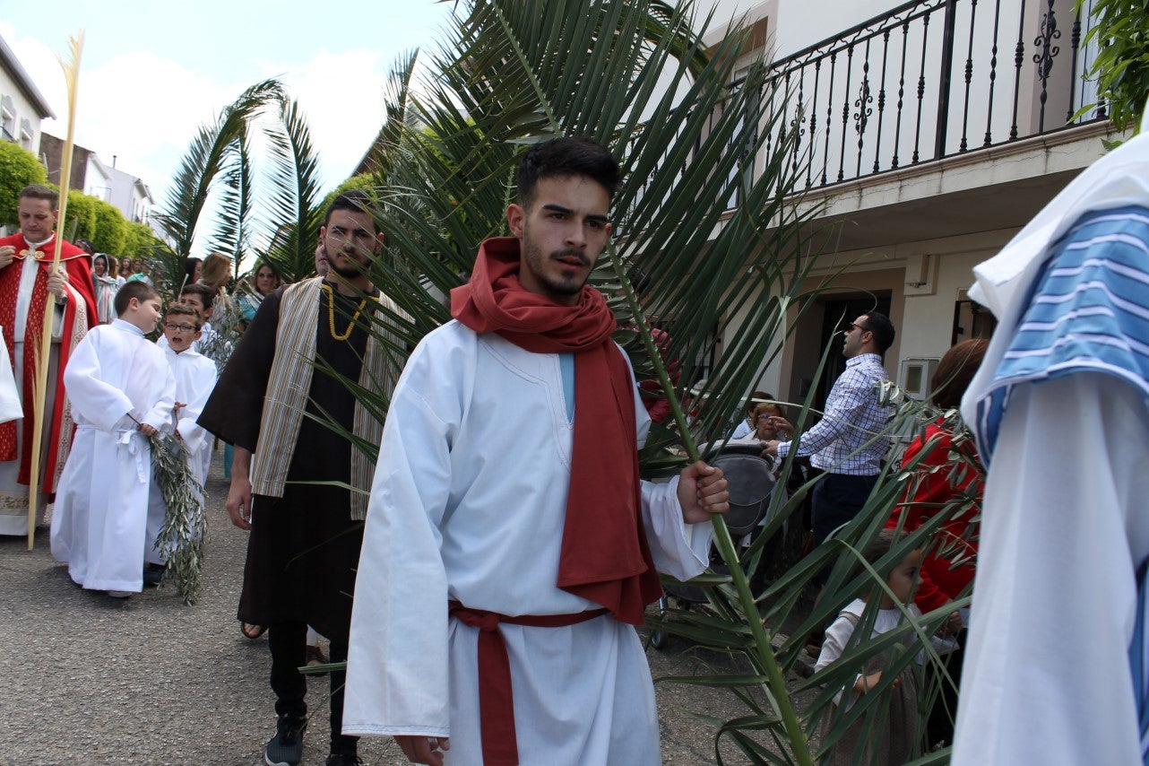 Algunas imágenes del Domingo de Ramos con la procesión de la Burrita como protagonista en el inicio de la Semana Santa en Valverde de Leganés (14-04-2019)