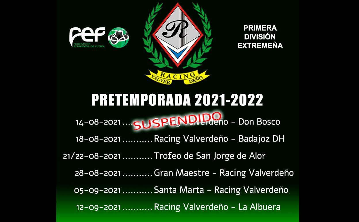 Suspendido el Racing Valverdeño – Don Bosco