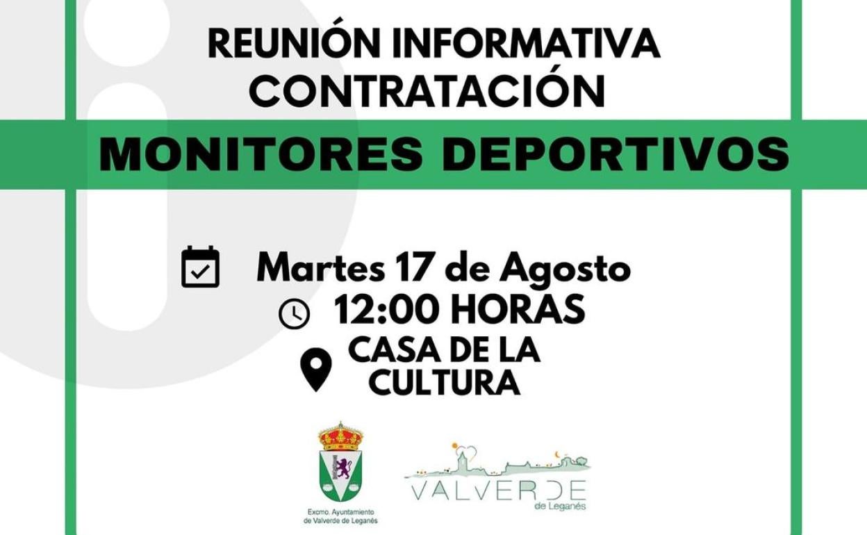 Reunión informativa para la contratación de monitores deportivos