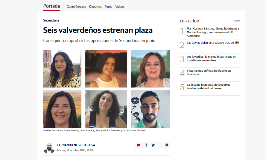 Noticia con más visitas de Octubre