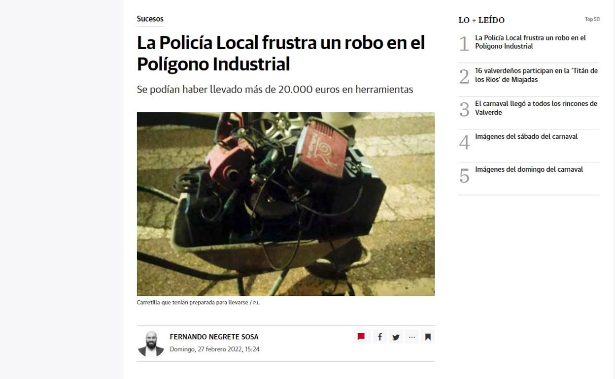 Una de las noticias más visitadas en febrero