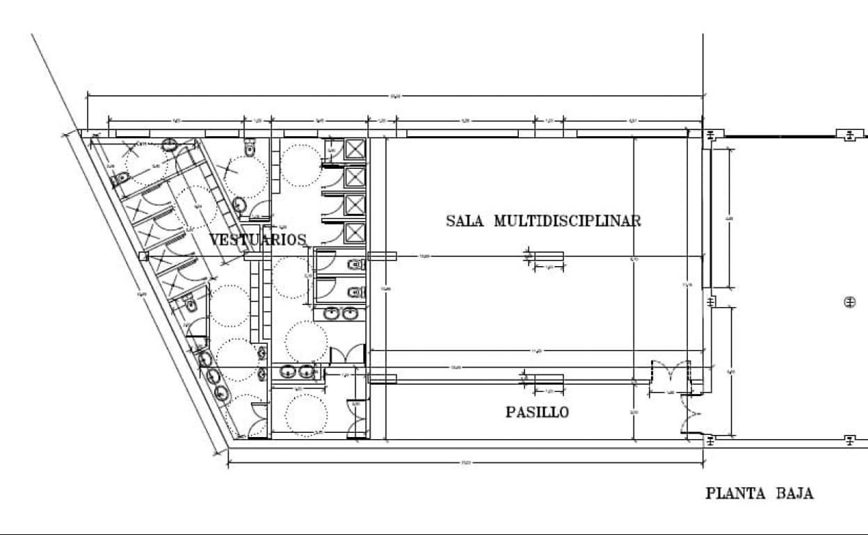 Así serán los nuevos vestuarios y la sala multidisciplinar del gimansio