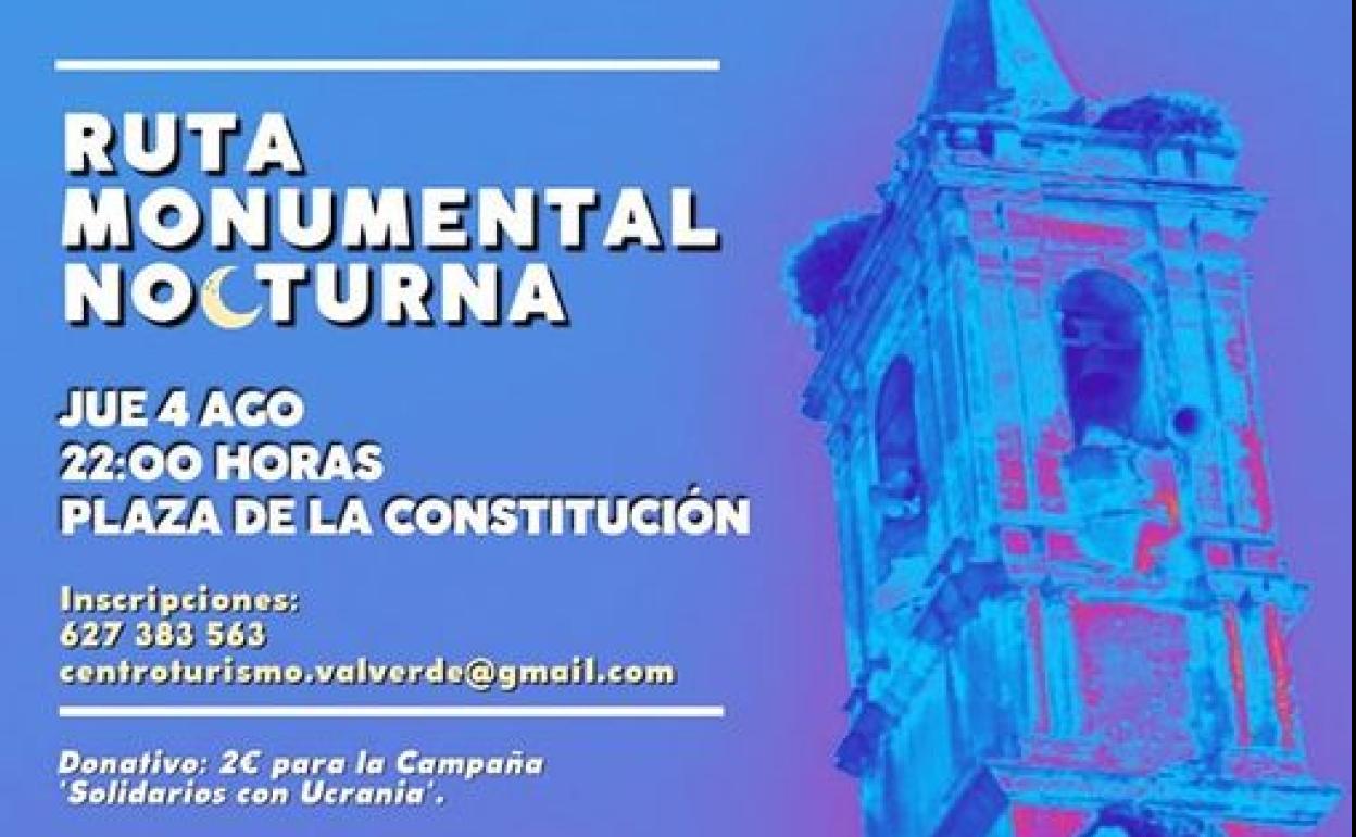 Cartel de la ruta nocturna monumental de Valverde de Leganés