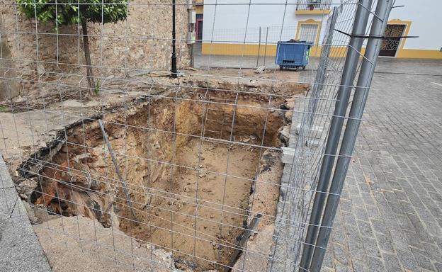 Agujero abierto para la instalación de los contenedores