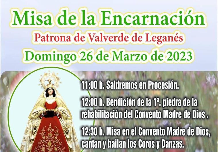Este domingo se celebrará el Día de la Patrona de Valverde de Leganés, la Virgen de la Encarnación