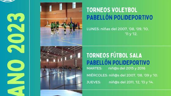 Para este verano habrá torneos infantiles de voleibol, fútbol sala y pádel