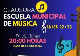 A las 20.00 horas es la clausura de la Escuela Municipal de Música