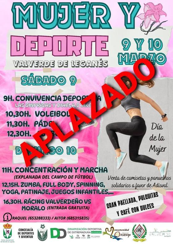 ¡Aplazadas las jornadas 'Mujer y Deporte'!