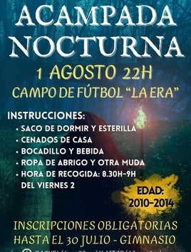 Abre el plazo para apuntarse a la acampada nocturna