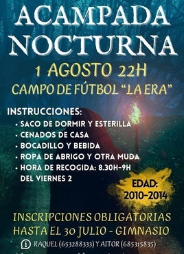 Último día para apuntarse a la acampada nocturna