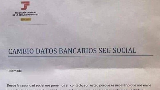 Alerta por una nueva estafa: Una falsa carta de la Seguridad Social dirigida a los jubilados