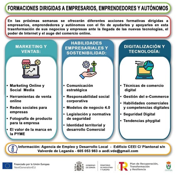 Próximamente saldrán diversos cursos formativos para autónomos, emprendedores y empresarios