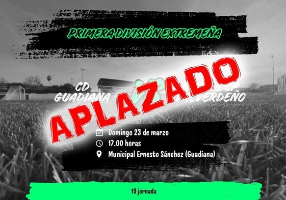 Aplazado el Guadiana – Racing Valverdeño