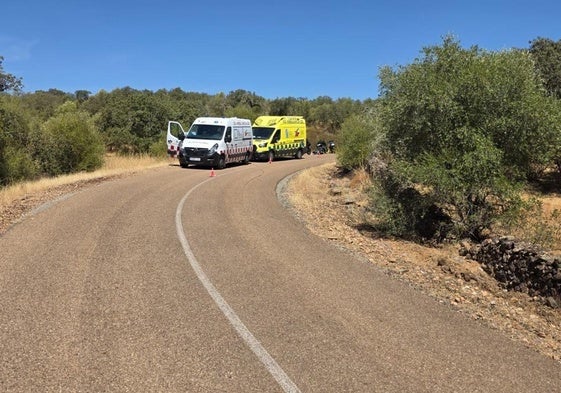 unto kilométrico 12 de la carretera BA-026, lugar del accidente