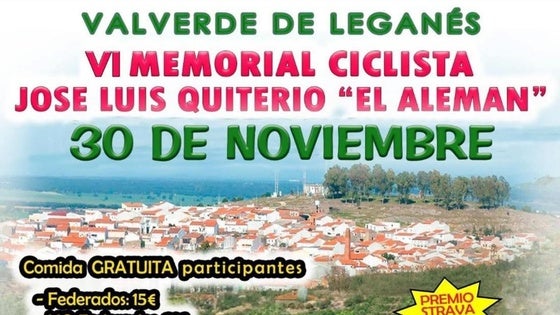El VI Memorial Ciclista José Luis Quiterio 'El Alemán' será el 30 de noviembre