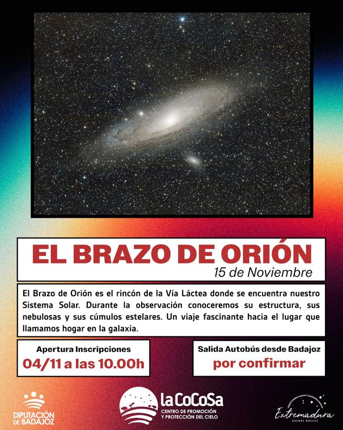 El Brazo de Orión y la lluvia de Leónidas se podrán observar el 15 de noviembre desde la Finca La Cocosa