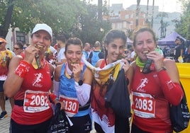 Cuatro de las valverdeñas que completaron la carrera