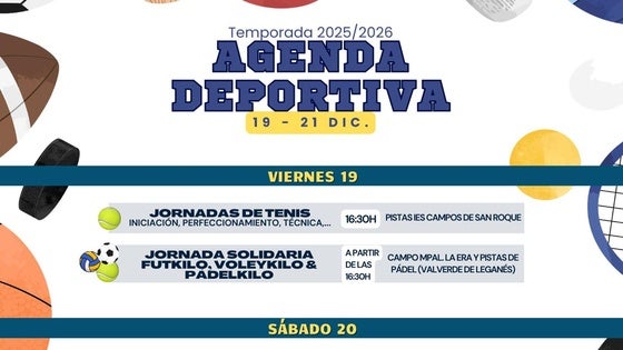 Agenda deportiva del fin de semana en Valverde de Leganés