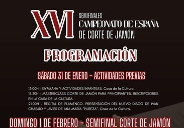 Publicado la programación para la semifinal del Campeonato de España de Corte de Jamón