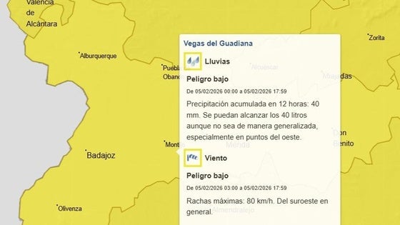 Alerta amarilla por viento y lluvias